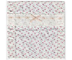 Scala Cloth Bedspread with Lace, Pink Ribbon Bow, and Dark Pink Bows Pattern