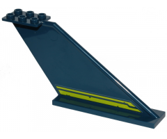 Tail 12 x 2 x 5 with Two Lime Stripes with Cut Out Edges Pattern Model Right Side (Sticker) - Set 70839