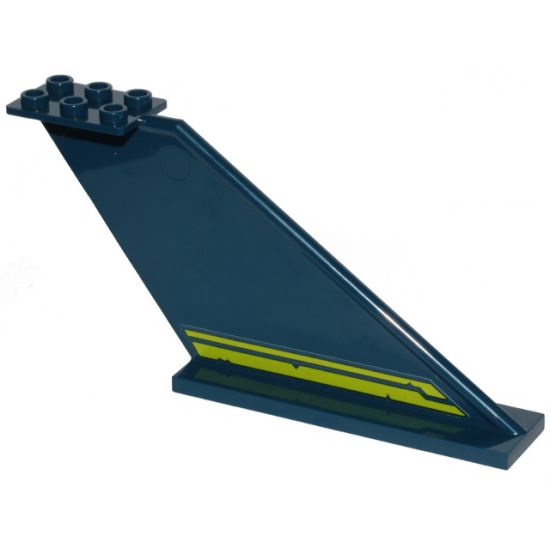 Tail 12 x 2 x 5 with Two Lime Stripes with Cut Out Edges Pattern Model Right Side (Sticker) - Set 70839