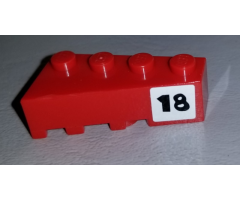 Wedge 4 x 2 Right with Number 18 on White Square Pattern (Sticker) - Set 4982