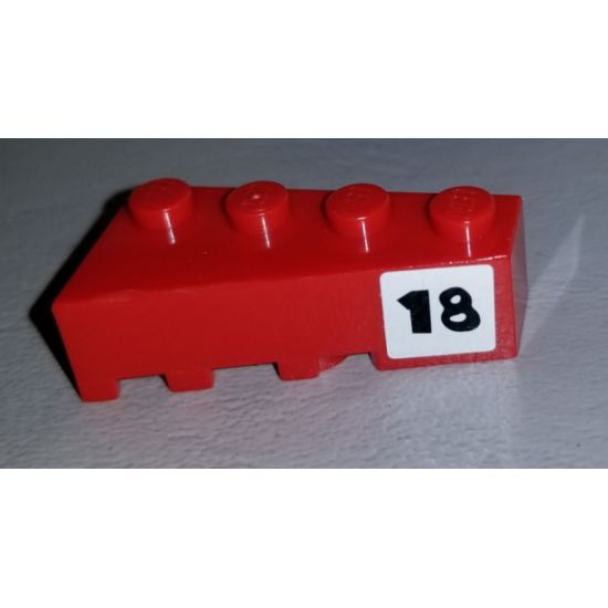 Wedge 4 x 2 Right with Number 18 on White Square Pattern (Sticker) - Set 4982
