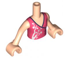 Mini Doll, Torso Friends Girl Coral Wrap Top with White Tree Pattern, Light Nougat Arms with Hands