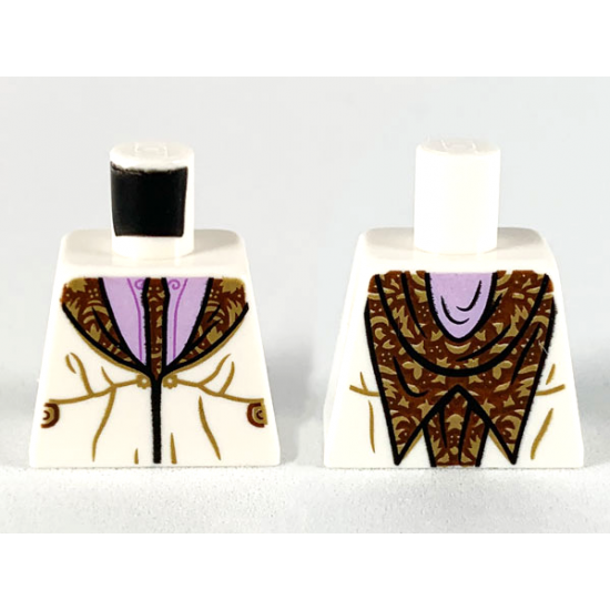 Torso Robe with Reddish Brown and Dark Tan Tie and Lapels, Lavender Shirt Pattern
