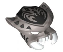 Minifigure, Headgear Mask Scorpion with White Fangs and Pincers, Pearl Dark Gray Spikes and Scorpion Emblem Pattern