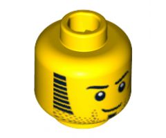 Minifigure, Head Beard Stubble, Sideburns, Goatee and Red Scar Pattern (Jake Raines) - Blocked Open Stud