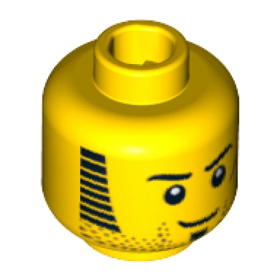 Minifigure, Head Beard Stubble, Sideburns, Goatee and Red Scar Pattern (Jake Raines) - Blocked Open Stud