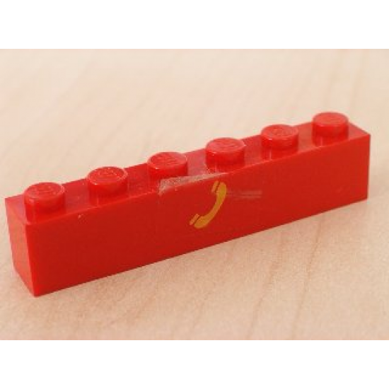 Brick 1 x 6 with Yellow Telephone Pattern (Sticker) - Set 2150