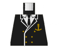 Torso Boat Captain, Suit Double Breasted and Gold Anchor Logo Pattern