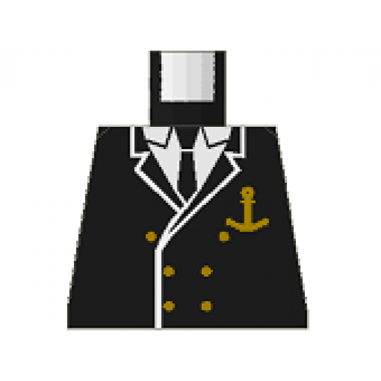 Torso Boat Captain, Suit Double Breasted and Gold Anchor Logo Pattern