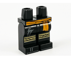 Hips and Legs with Orange Sash, Tan Knee Wrappings, Dark Bluish Gray Double Stripe and Ninjago Logogram 'C' Pattern