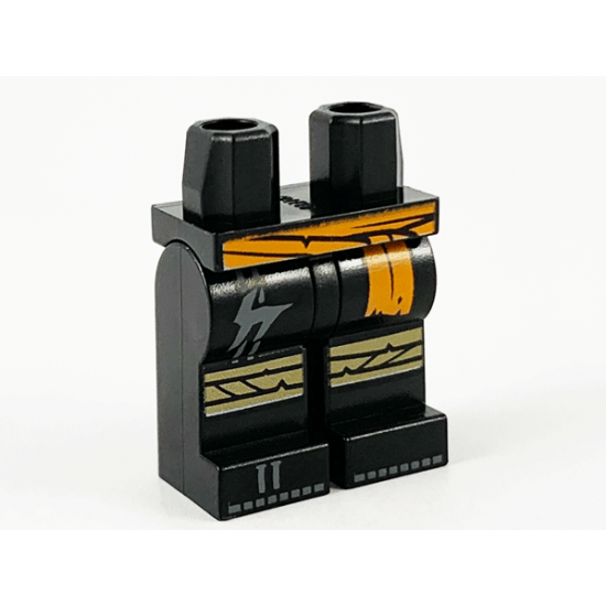 Hips and Legs with Orange Sash, Tan Knee Wrappings, Dark Bluish Gray Double Stripe and Ninjago Logogram 'C' Pattern