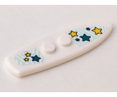 Minifigure, Utensil Surfboard Standard with Turquoise and Yellow Stars Pattern (Stickers) - Set 41364