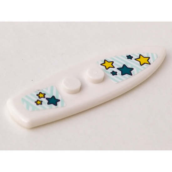 Minifigure, Utensil Surfboard Standard with Turquoise and Yellow Stars Pattern (Stickers) - Set 41364
