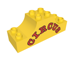 Duplo, Brick 2 x 6 x 2 Curved Ends with 'CIRCUS' Pattern
