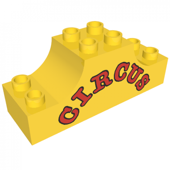 Duplo, Brick 2 x 6 x 2 Curved Ends with 'CIRCUS' Pattern