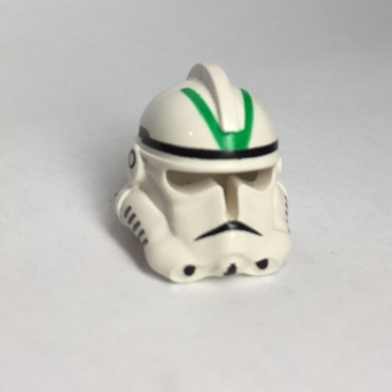 Minifigure, Headgear Helmet SW Clone Trooper Ep.3 Pattern with Green Stripes