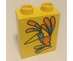 Duplo, Brick 1 x 2 x 2 with Colorful Bird Pattern