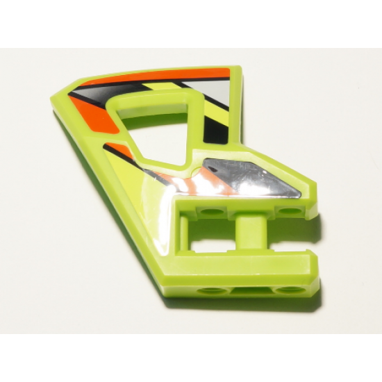 Technic, Panel RC Car Flexible Bumper Right with Red and Black Stripes on Lime Background Pattern (Stickers) - Set 8675