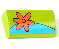 Slope, Curved 2 x 4 x 2/3 with Bottom Tubes with Orange Flower Pattern Model Left Side (Sticker) - Set 75902