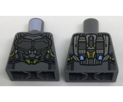 Torso Silver Space Armor with Gold and Bright Light Blue Trim Pattern
