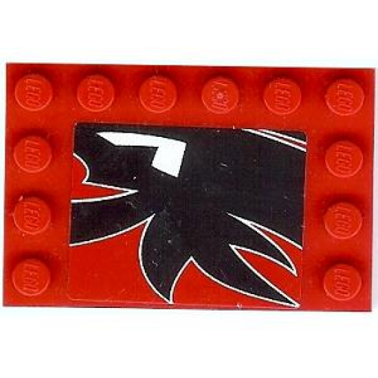 Tile, Modified 4 x 6 with Studs on Edges with Black Togokahn Pattern (Sticker) - Set 8159