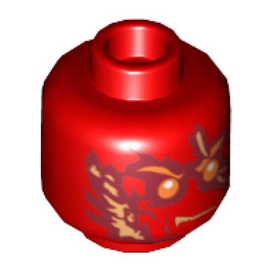 Minifigure, Head Male with Fire Energy Pattern (NRG Kai) - Blocked Open Stud