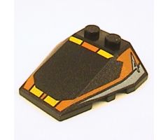 Wedge 4 x 4 Triple with Stud Notches with Orange Window Frame, Yellow Stripes, Light Blue 4 Pattern