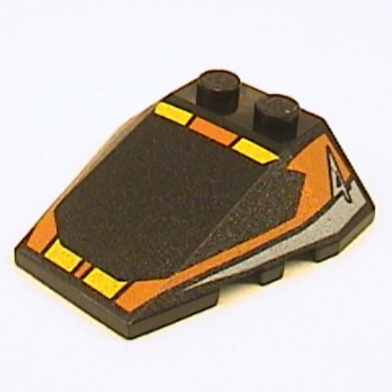 Wedge 4 x 4 Triple with Stud Notches with Orange Window Frame, Yellow Stripes, Light Blue 4 Pattern