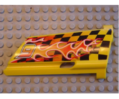 Technic, Panel Fairing #20 Large Long, Small Hole, Side A with '9' and Flame Pattern (Sticker) - Set 8376