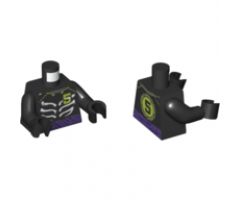 Torso Ninjago Skeleton Ribs White, Purple Waist Sash and Lime Number 5 on Front and Back Pattern / Black Arms / Black Hands