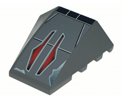 Wedge 4 x 4 No Studs with Two Red Arrows on Dark Bluish Gray Background Pattern (Sticker) - Sets 7256 / 7283