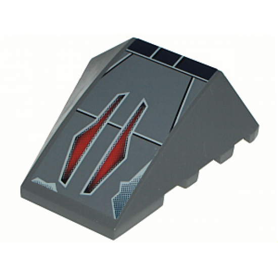 Wedge 4 x 4 No Studs with Two Red Arrows on Dark Bluish Gray Background Pattern (Sticker) - Sets 7256 / 7283
