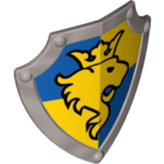 Duplo, Figure Wear & Utensil Shield, Angled Triangle with Yellow Lion and Crown Facing Left Pattern