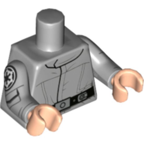 Torso SW Imperial Crew Uniform Detailed with Black Belt Pattern / Light Bluish Gray Arms with Imperial Logo Pattern / Light Nougat Hands