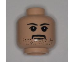 Minifigure, Head Moustache with Eyebrows, White Pupils, and Stubble Pattern (HP Sirius Black) - Blocked Open Stud