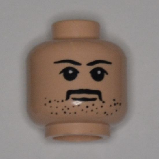 Minifigure, Head Moustache with Eyebrows, White Pupils, and Stubble Pattern (HP Sirius Black) - Blocked Open Stud