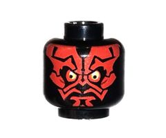 Minifigure, Head Alien with SW Darth Maul, Red Face, Neutral Pattern - Hollow Stud
