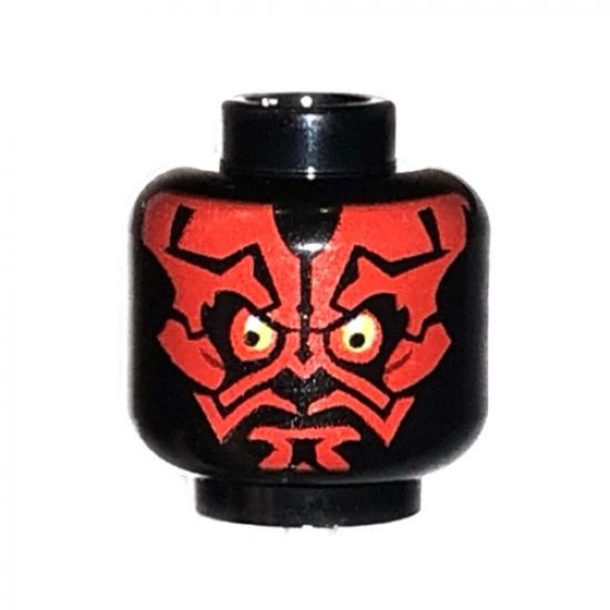 Minifigure, Head Alien with SW Darth Maul, Red Face, Neutral Pattern - Hollow Stud