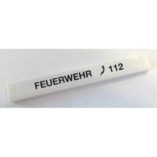 Tile 1 x 8 with 'FEUERWEHR 112' Pattern (Sticker) - Set 8289
