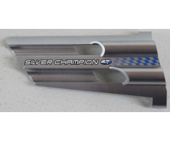 Technic, Panel Fairing # 4 Large Long, Large Holes, Side B with White 'SILVER CHAMPION' and Fading Blue Checkered Pattern (Sticker) - Set 8458