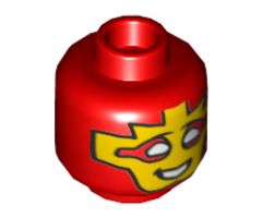 Minifigure, Head Yellow Mask with White Eyes and Mouth Pattern - Hollow Stud