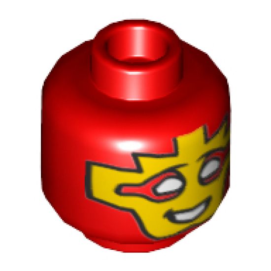 Minifigure, Head Yellow Mask with White Eyes and Mouth Pattern - Hollow Stud