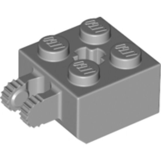 Hinge Brick 2 x 2 Locking with 2 Fingers Vertical and Cross Style Axle Hole, 7 Teeth