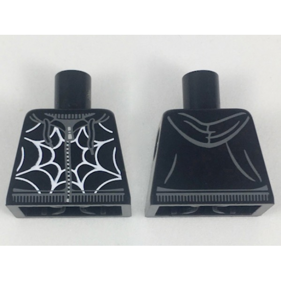 Torso with Dark Bluish Gray Hoodie Outlines, White Spider Web Pattern