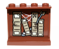 Panel 1 x 4 x 3 with Side Supports - Hollow Studs with Books, Cobweb, Stones and Arrow Right Pattern on Inside (Sticker) - Set 9473