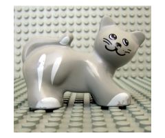 Duplo, Animal Cat with Round Eyes, Whiskers, White Stripes and Paws Pattern