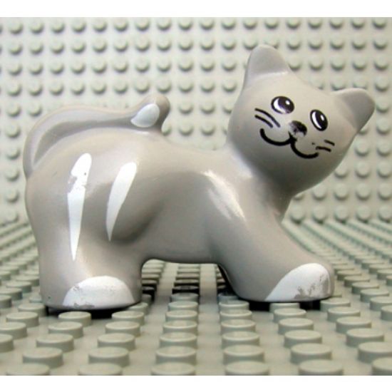 Duplo, Animal Cat with Round Eyes, Whiskers, White Stripes and Paws Pattern