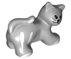 Duplo, Animal Cat with Round Eyes, Whiskers, White Stripes and Paws Pattern