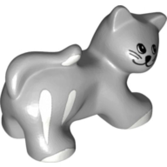 Duplo, Animal Cat with Round Eyes, Whiskers, White Stripes and Paws Pattern