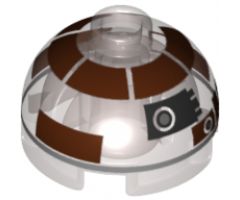 Brick, Round 2 x 2 Dome Top with Dark Brown with Silver Band around Dome Pattern (R3-M2)